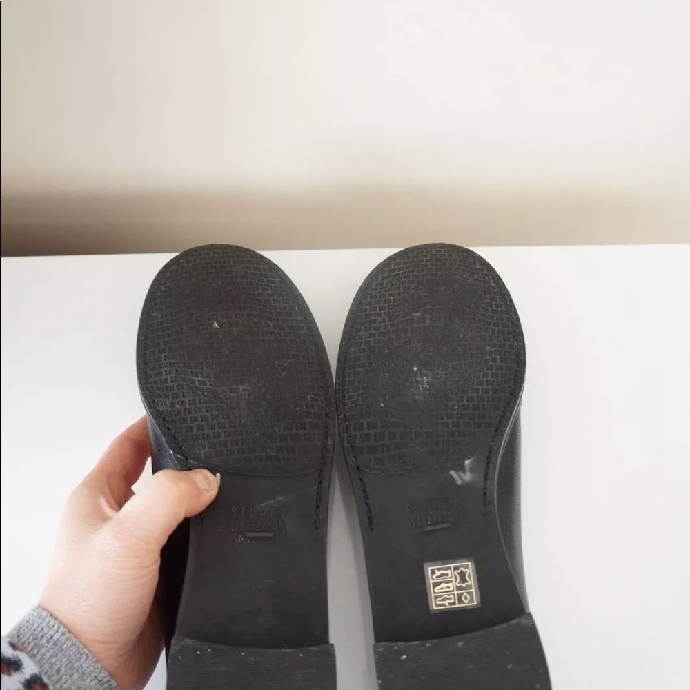 New Stuart Weitzman Black Leather Loafer Shoes 7/8 - Picture 7 of 8